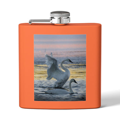 Swan Sunset Stainless Steel Flask — 6oz Travel Hip Flask