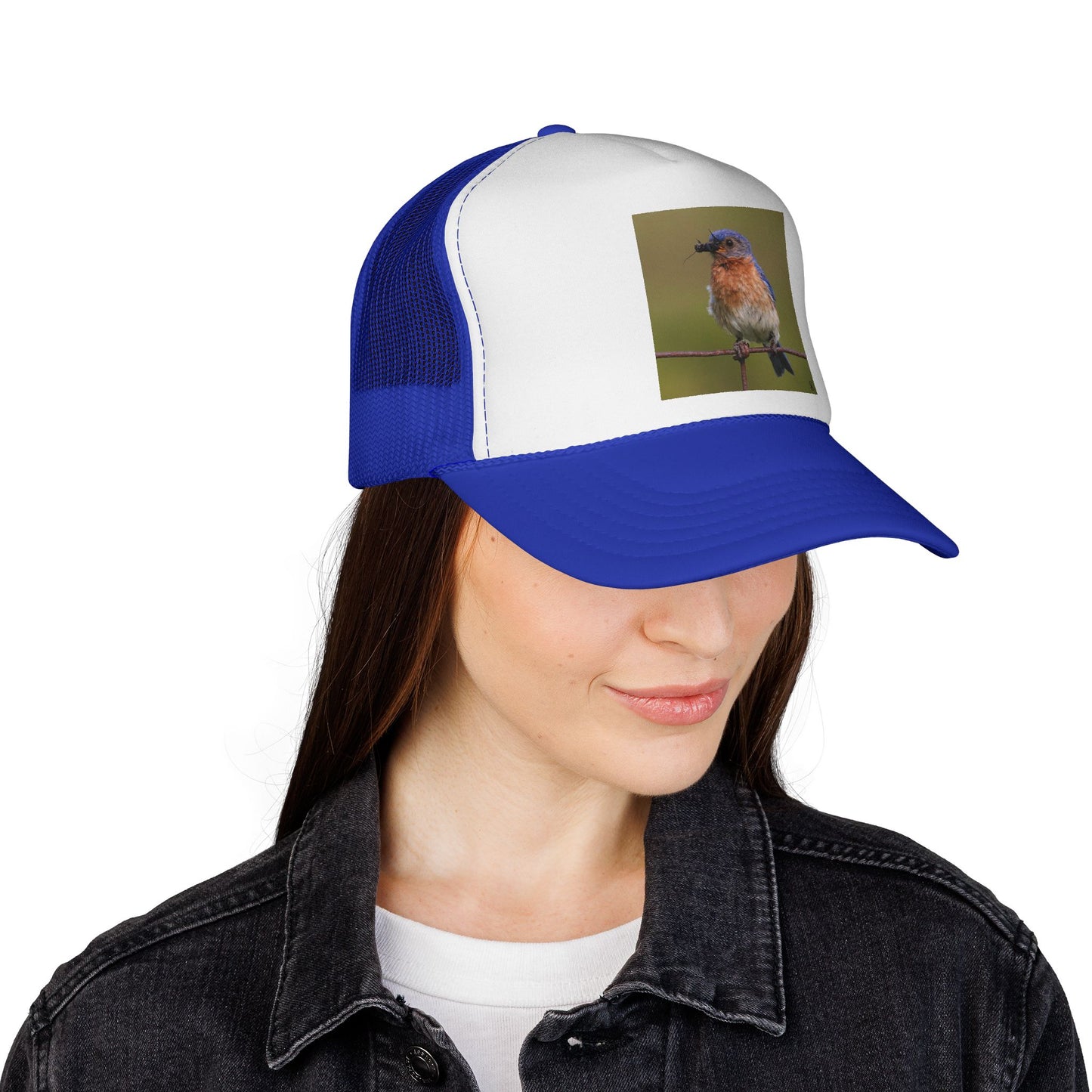 Eastern Bluebird Trucker Cap — Vintage Nature Hat for Birdwatchers