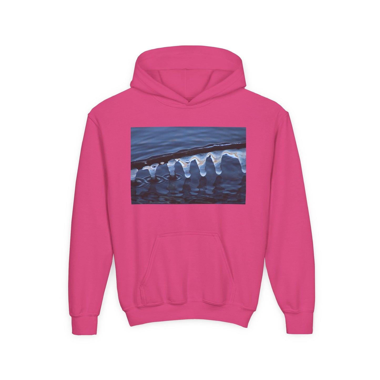 Ocean Wave Ice Photo Hoodie — Youth Nautical Winter Sweatshirt