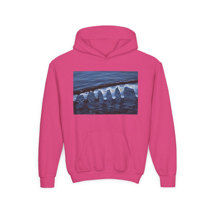 Ocean Wave Ice Photo Hoodie — Youth Nautical Winter Sweatshirt