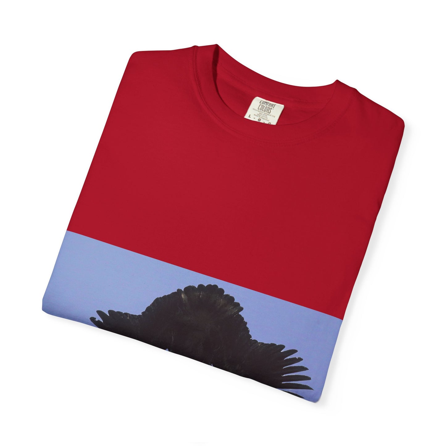 Aerial Raven: Black Wing Silhouette, Overhead Flight Perspectivephotography shirts