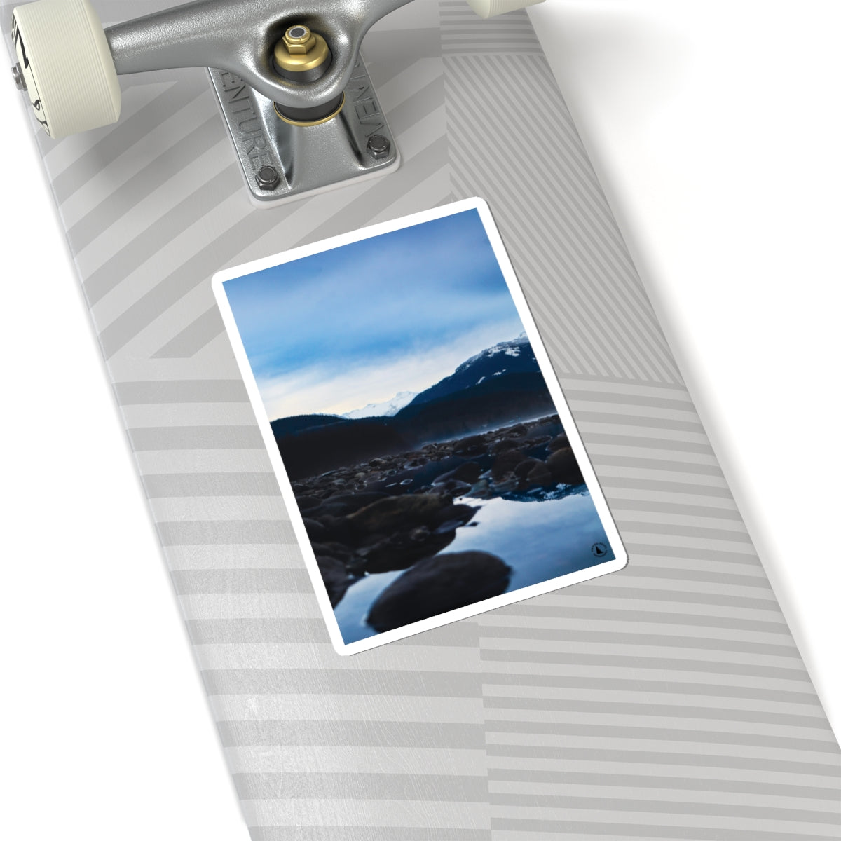 Mountain River Photo Sticker — Scenic Landscape Kiss-Cut Sticker for Laptops & Water Bottles
