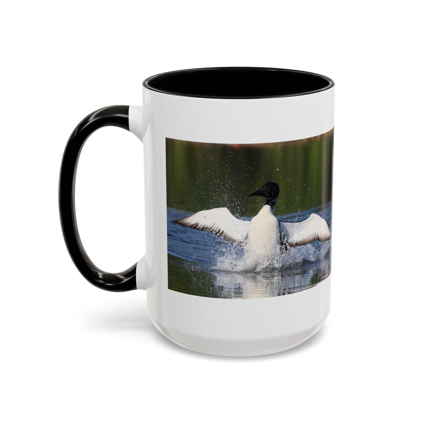 Loons Taking Off Accent Coffee Mug — Wildlife Nature Bird Lover Gift