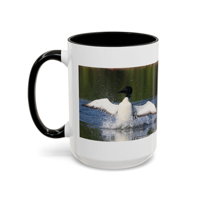 Loons Taking Off Accent Coffee Mug — Wildlife Nature Bird Lover Gift