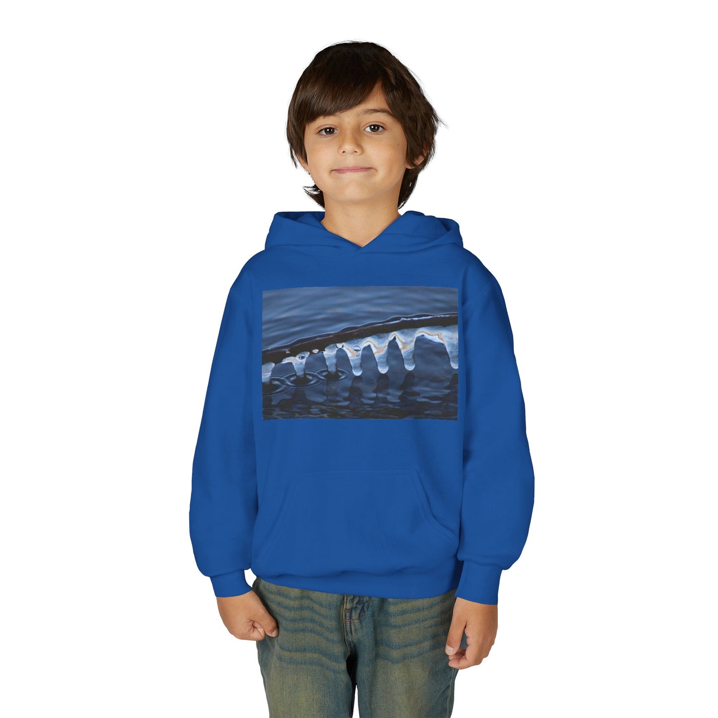 Ocean Wave Ice Photo Hoodie — Youth Nautical Winter Sweatshirt