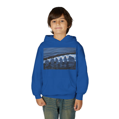 Ocean Wave Ice Photo Hoodie — Youth Nautical Winter Sweatshirt