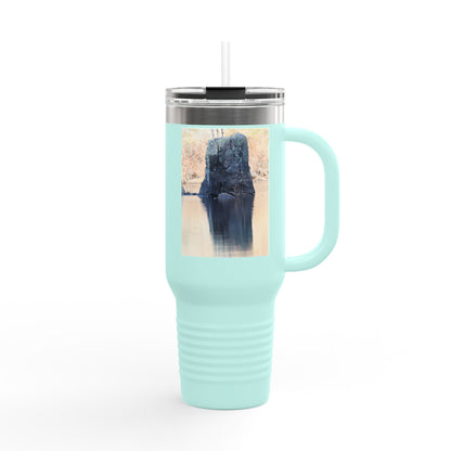 40oz Insulated Travel Mug with Scenic Forest Lake Photo