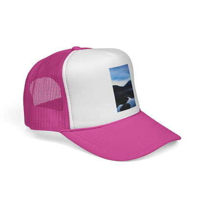 Mountain Lake Trucker Hat — Scenic Nature Photo Cap