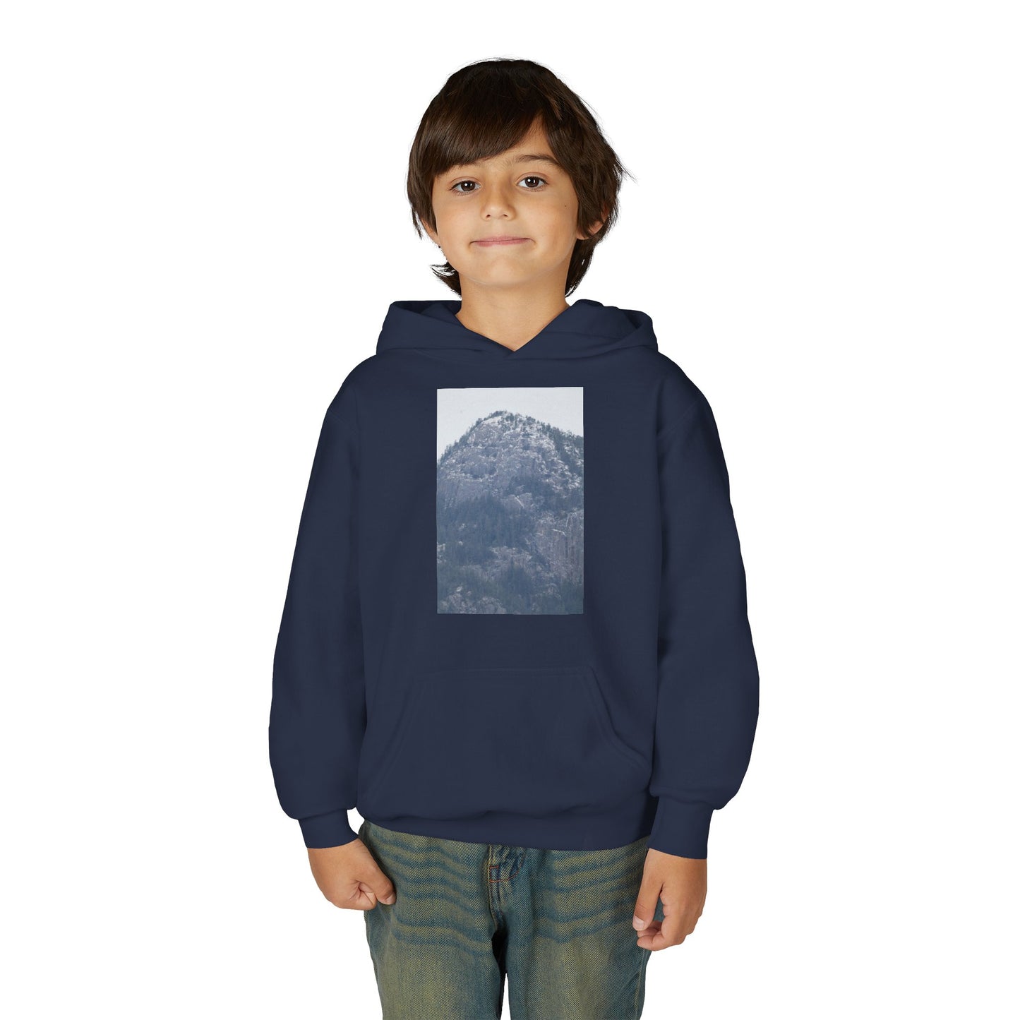 Mountain Peak Youth Hoodie — Winter Snow Scenic Graphic Sweatshirt