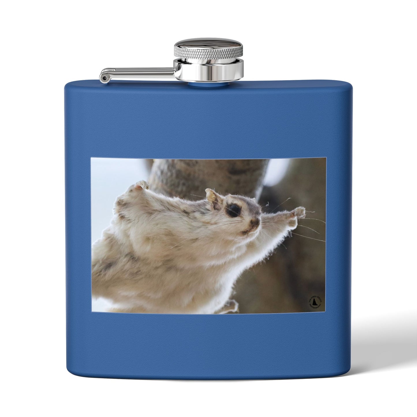 Squirrel Stretch Photo Flask — 6oz Stainless Steel Pocket Flask