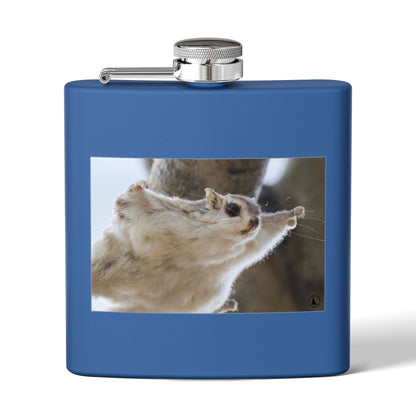 Squirrel Stretch Photo Flask — 6oz Stainless Steel Pocket Flask