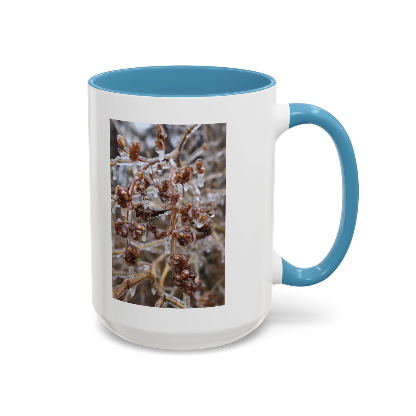 Ice-Coated Berries Accent Coffee Mug (11/15 oz) — Winter Nature Photo