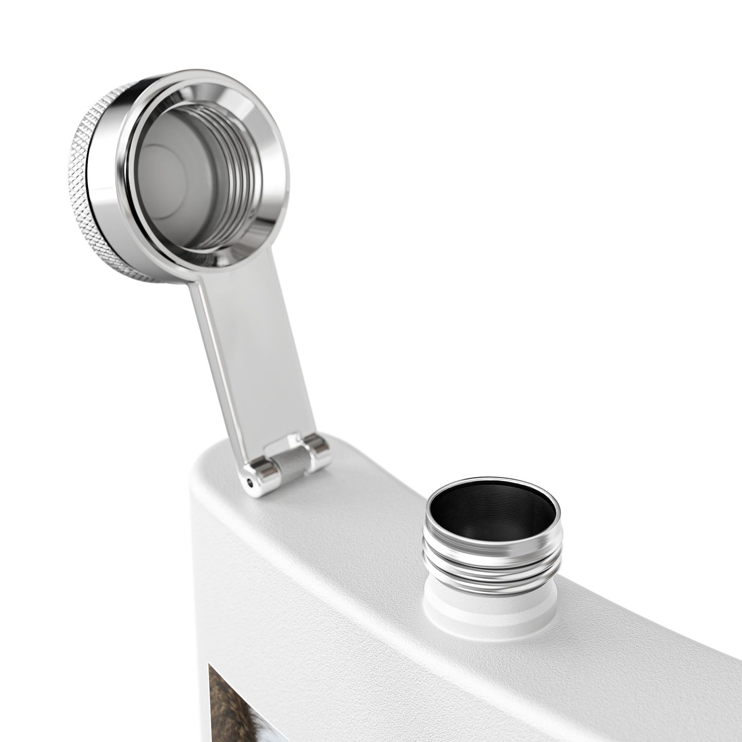 6oz Stainless Steel Flask — Wildlife Photo: Two Bucks Locking Antlers (Hunting Gift)