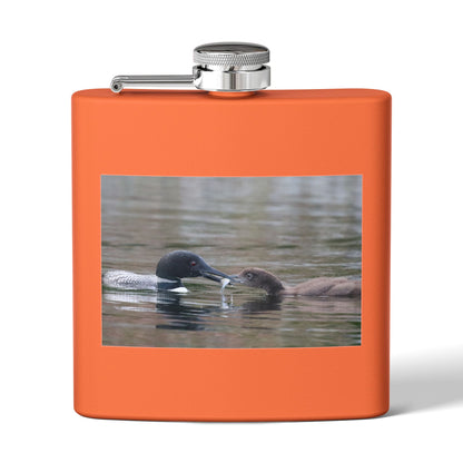 6oz Stainless Steel Flask — Duck Pair Wildlife Photo Hip Flask (Nature Lover Gift)
