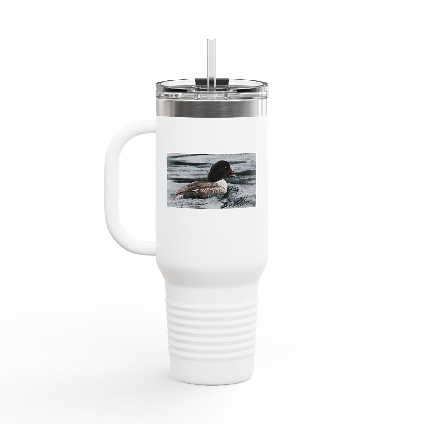 40oz Insulated Travel Mug with Duck Photo – Thermal Tumbler for Birdwatchers & Outdoor Lovers