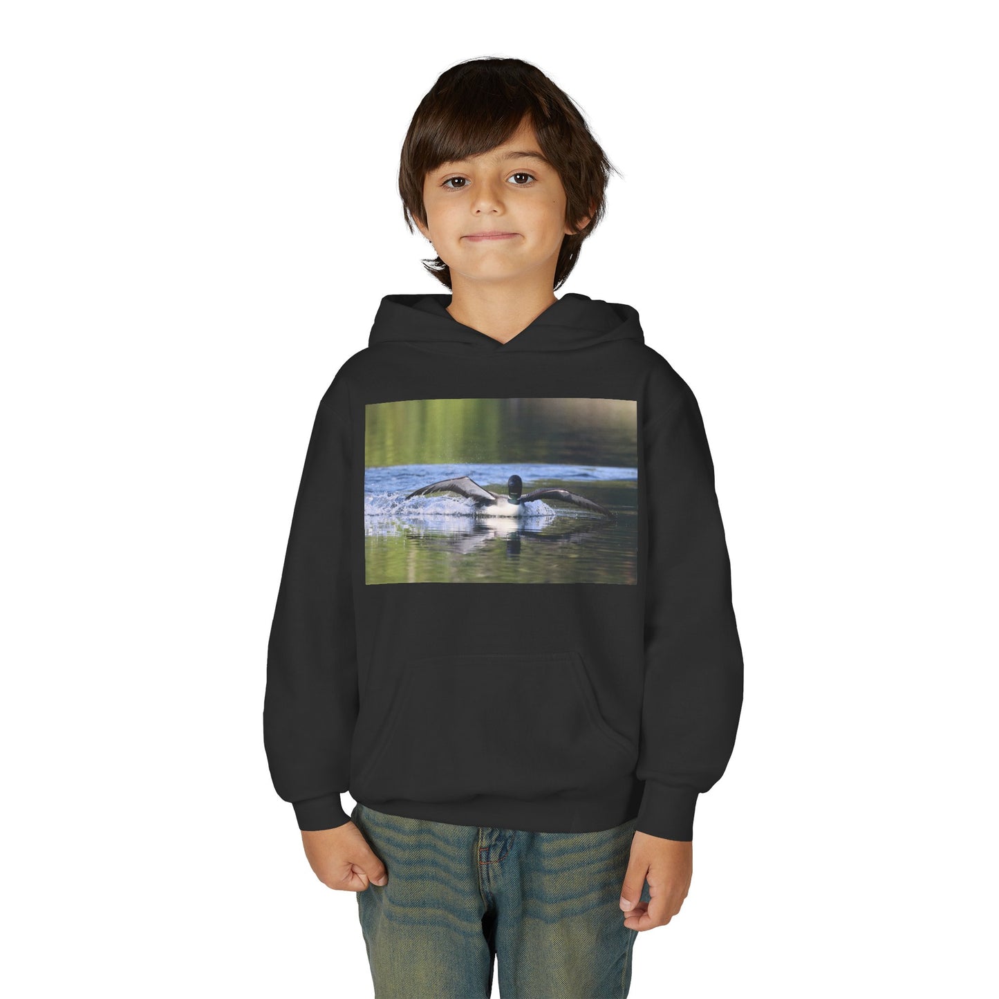 Youth Hoodie with Swimming Otter Photo – Cute Wildlife Kids Sweatshirt