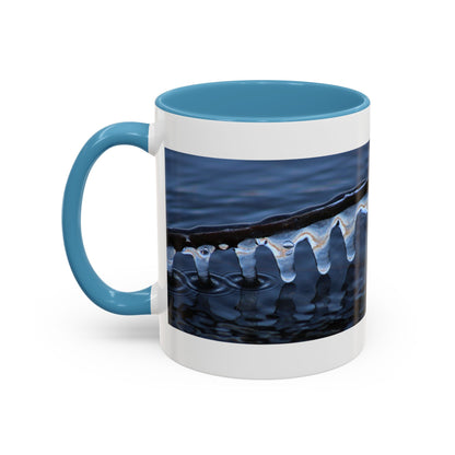 Blue Icicle Wave Accent Coffee Mug — Winter Water Photography 11/15oz