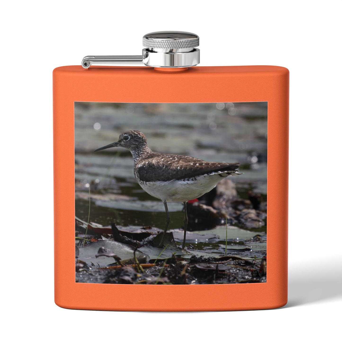 6oz Stainless Steel Flask – Sandpiper Wildlife Photo Hip Flask for Birdwatchers