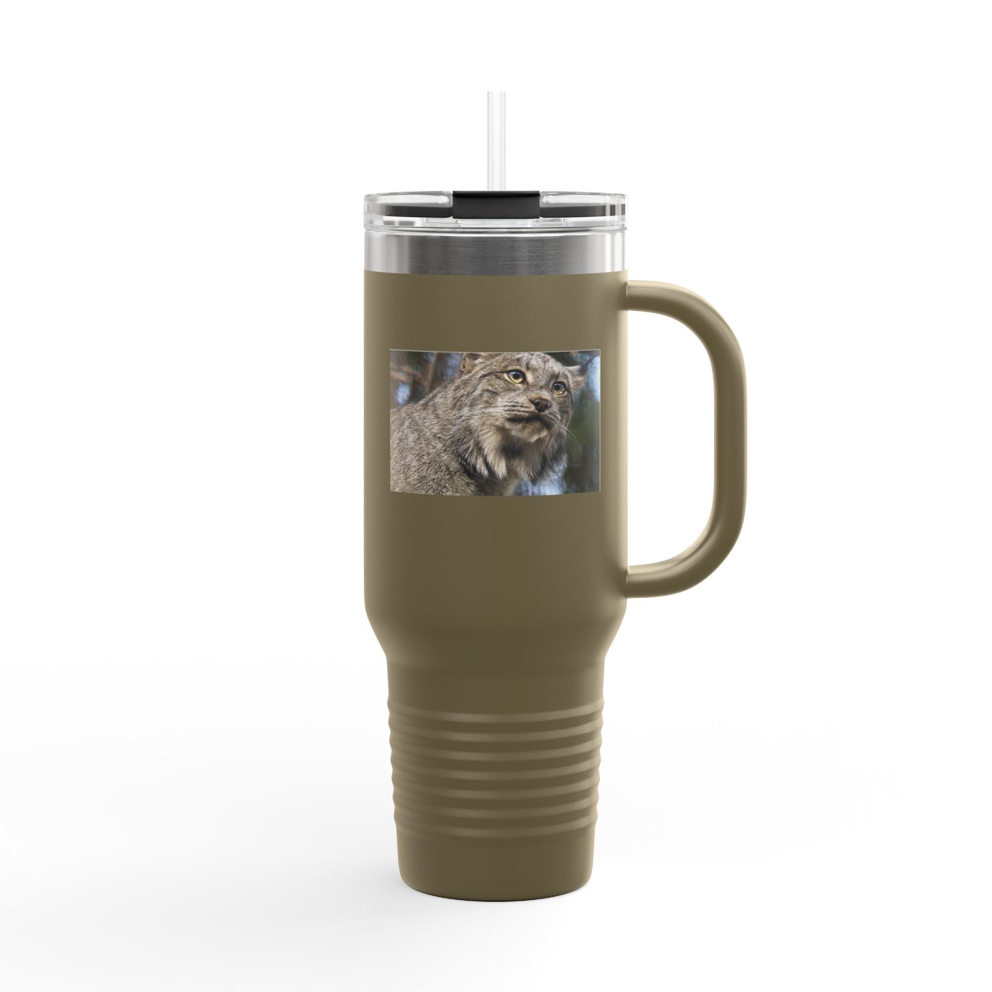 40oz Insulated Travel Mug with Wildcat Photo - Large Thermal Tumbler for Commuting & Outdoors