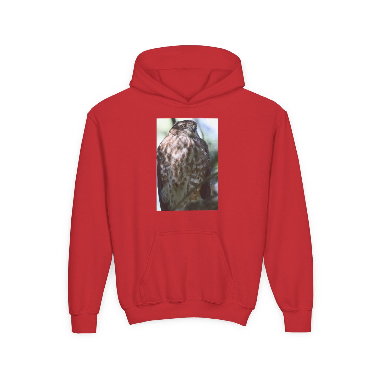 Youth Owl Hoodie – Photoreal Hawk Owl Print Kids' Hooded Sweatshirt