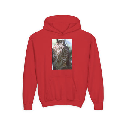Youth Owl Hoodie – Photoreal Hawk Owl Print Kids' Hooded Sweatshirt