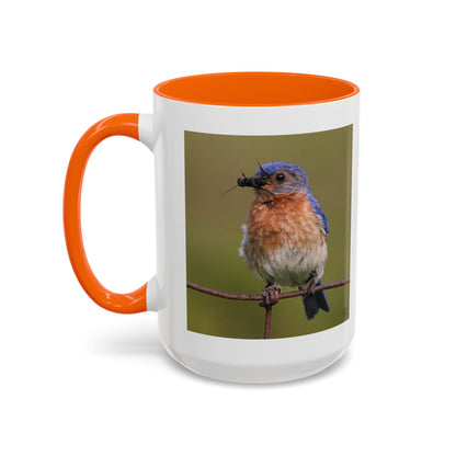 Bluebird Photo Coffee Mug — Eastern Bluebird with Insect Accent Mug (11/15 oz)