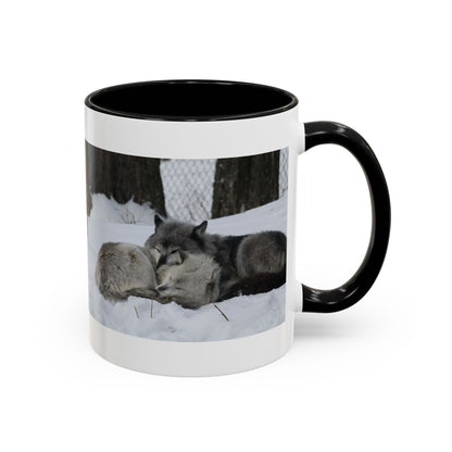 Wolf Pair Accent Coffee Mug – Winter Wildlife Photo Mug (11/15 oz)