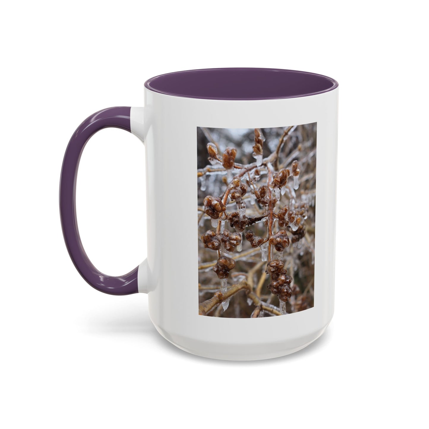 Ice-Coated Berries Accent Coffee Mug (11/15 oz) — Winter Nature Photo