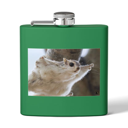 Squirrel Stretch Photo Flask — 6oz Stainless Steel Pocket Flask