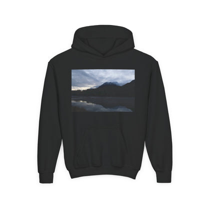 Youth Hoodie with Serene Mountain Lake Photo - Cozy Outdoor Nature Pullover