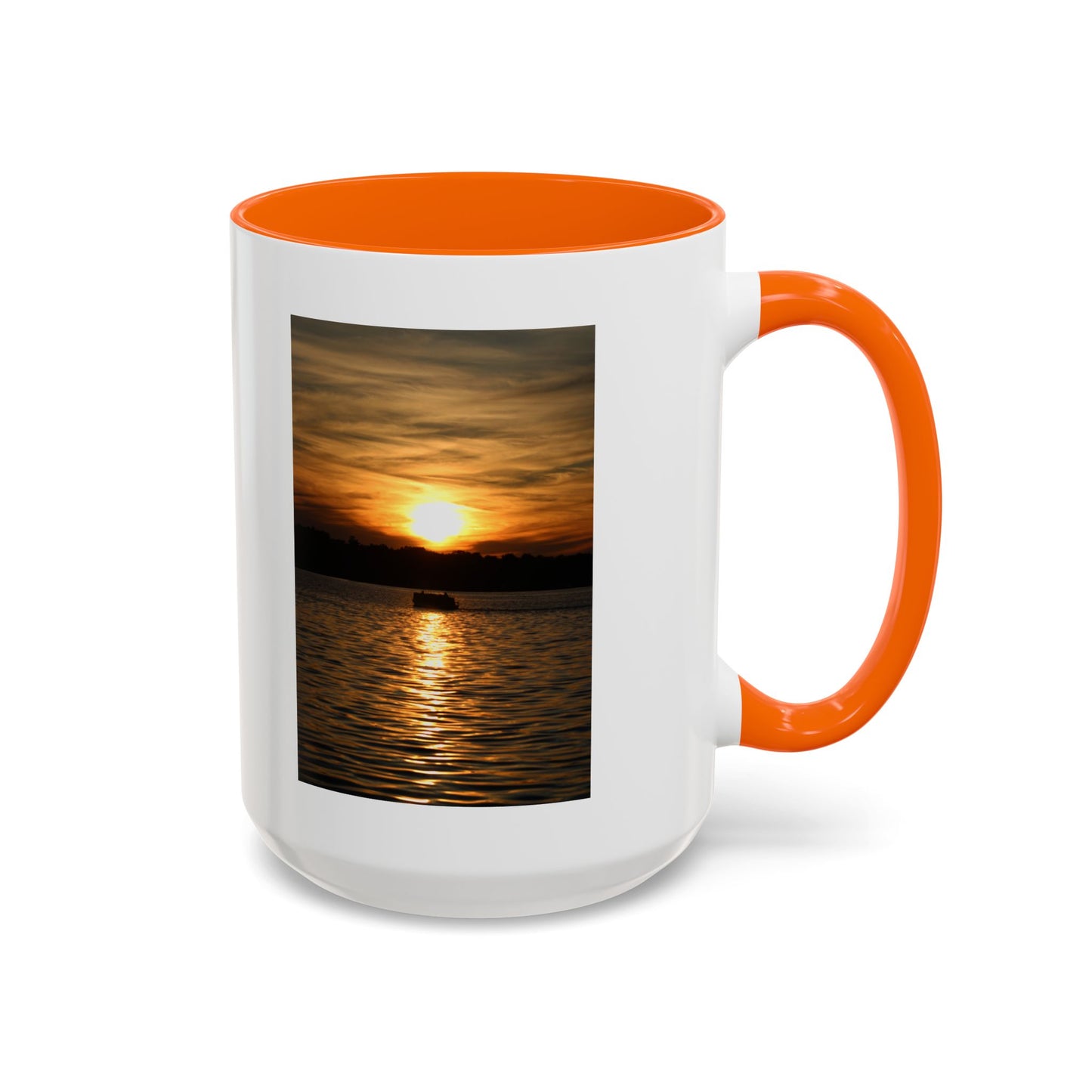 Sunset Lake Photo Accent Coffee Mug — Golden Sunset Reflection (11/15oz)