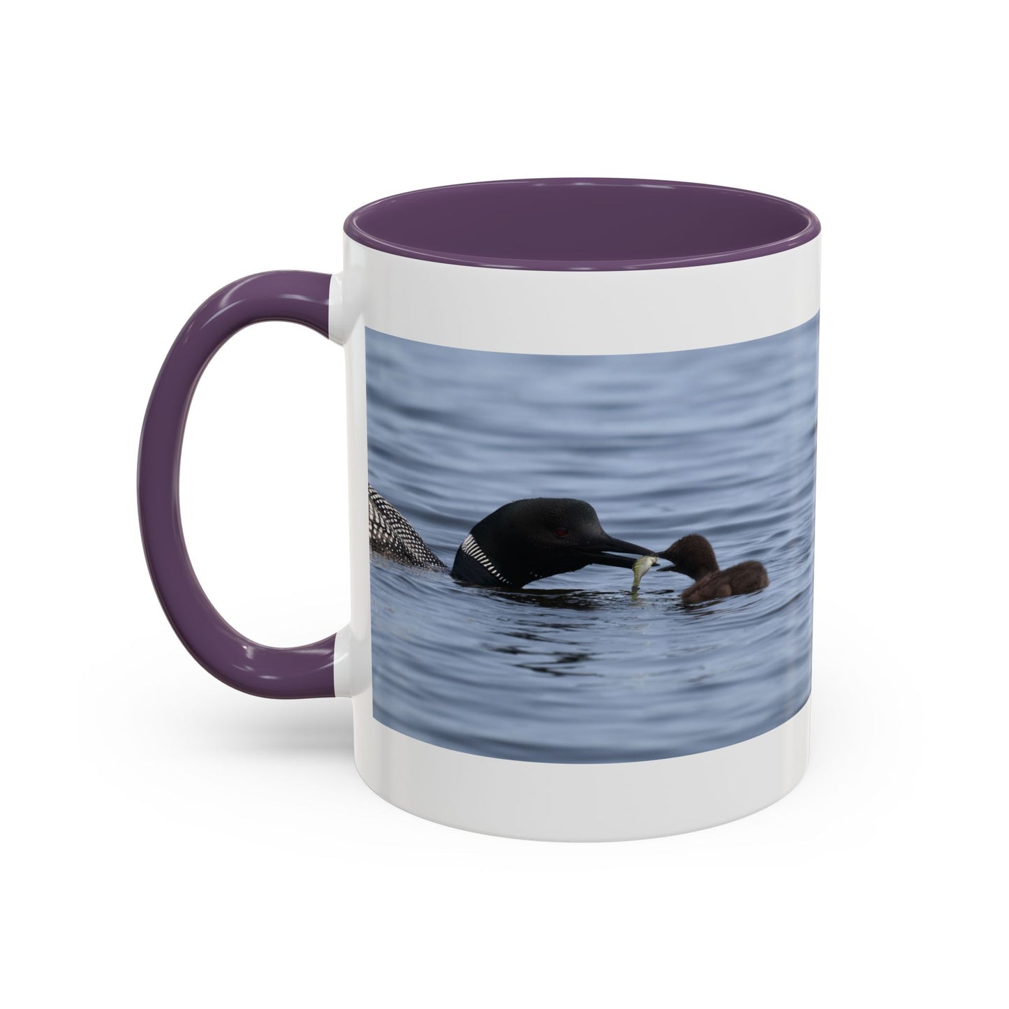 Loon Family Accent Coffee Mug — Scenic Lake Bird Photography (11/15oz)