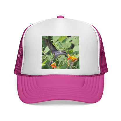 Hummingbird Photo Trucker Cap — Nature Wildlife Mesh Hat