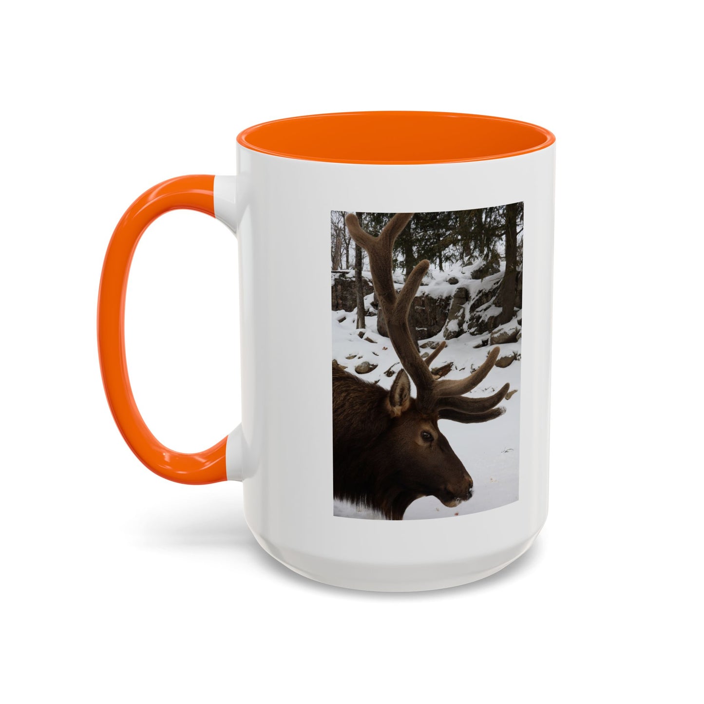 Elk in Snow Accent Coffee Mug — Nature Wildlife Photo Mug (11/15oz)