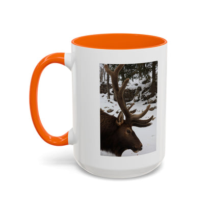 Elk in Snow Accent Coffee Mug — Nature Wildlife Photo Mug (11/15oz)