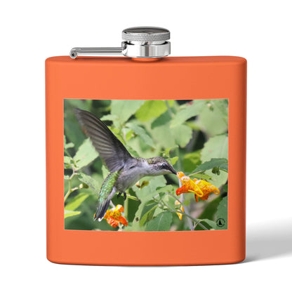 Hummingbird Photo Stainless Steel Flask — 6oz Portable Liquor Hip Flask