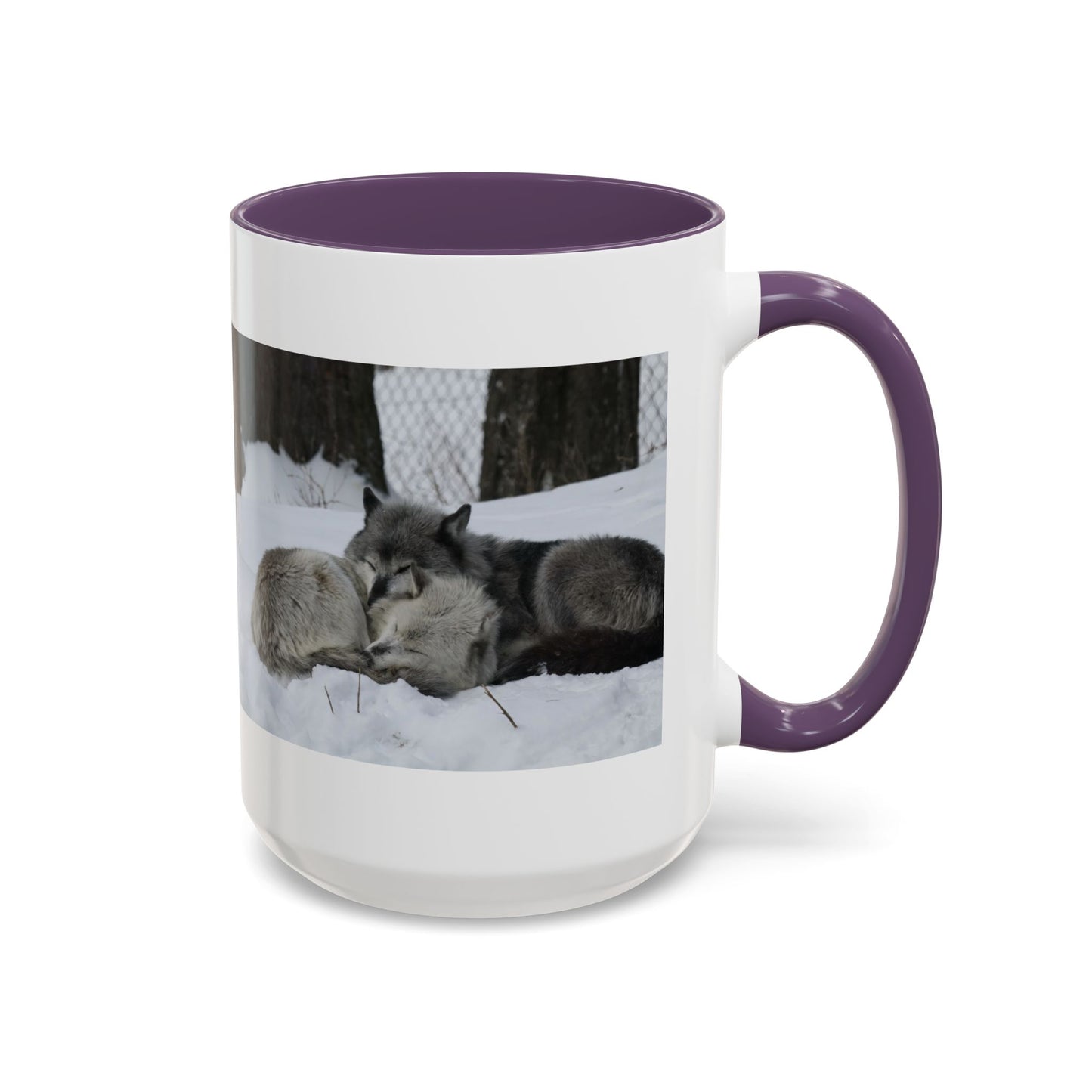 Wolf Pair Accent Coffee Mug – Winter Wildlife Photo Mug (11/15 oz)