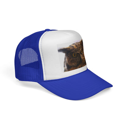 Owl Portrait Trucker Cap — Rustic Wildlife Snapback Hat