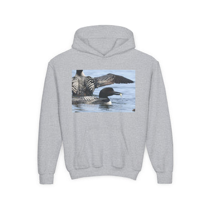 Loon Lake Youth Hoodie — Scenic Common Loon Wildlife Photo