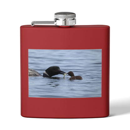 Loon Family 6oz Stainless Steel Flask — Nature Wildlife Gift
