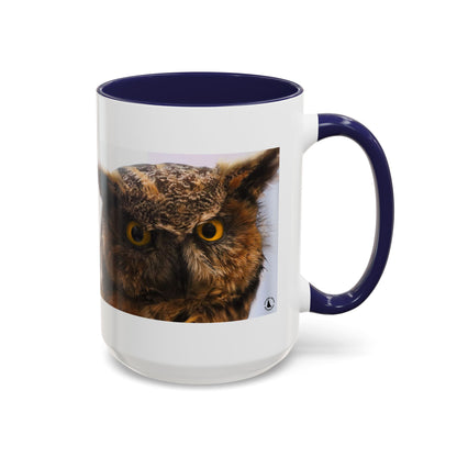 Owl Accent Coffee Mug – Realistic Great Horned Owl Photo (11/15 oz)