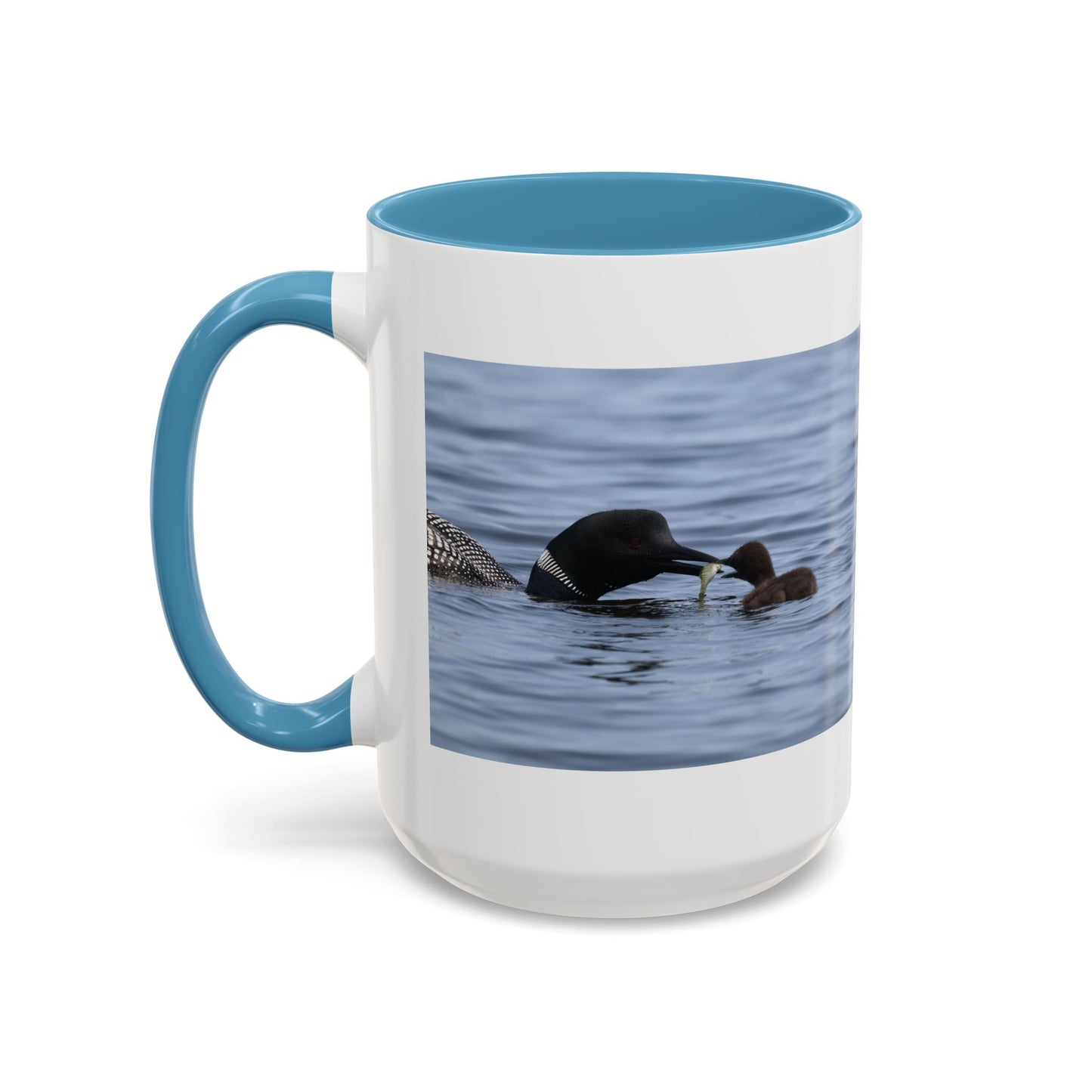 Loon Family Accent Coffee Mug — Scenic Lake Bird Photography (11/15oz)
