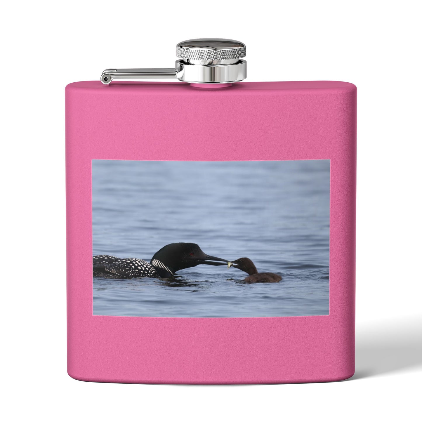 Loon Family 6oz Stainless Steel Flask – Wildlife Nature Gift
