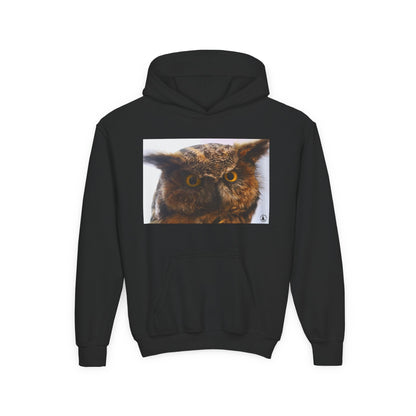 Youth Hoodie with Realistic Owl Art — Cute Kids Animal Pullover