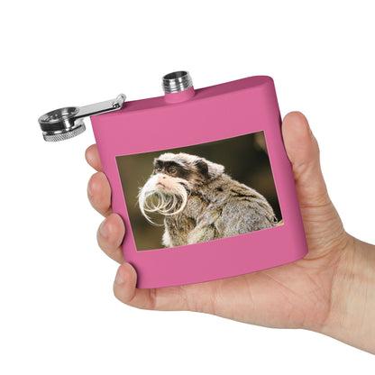 Emperor Tamarin Photo Flask — 6oz Stainless Steel Pocket Hip Flask