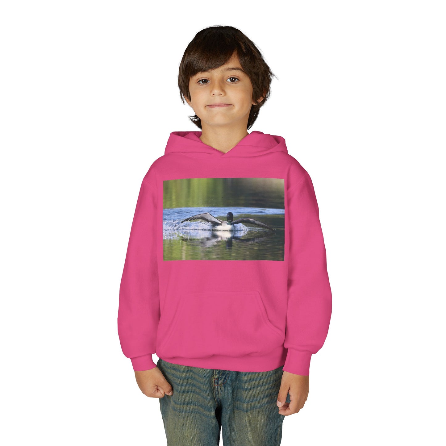 Youth Hoodie with Swimming Otter Photo – Cute Wildlife Kids Sweatshirt