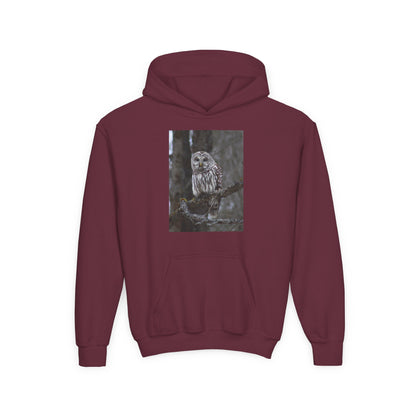 Owl Portrait Youth Hoodie — Realistic Forest Owl Graphic