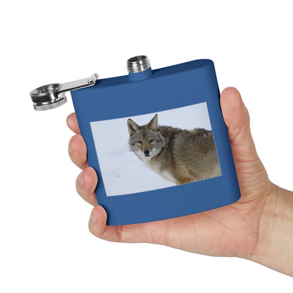 Coyote Photo Stainless Steel Flask — 6oz Wildlife Pocket Flask