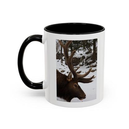 Elk in Snow Accent Coffee Mug — Nature Wildlife Photo Mug (11/15oz)