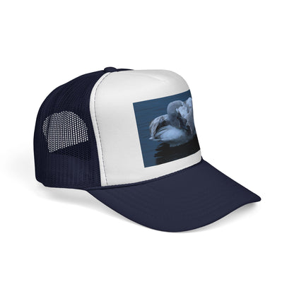 Swan Trucker Cap - Serene Sleepy Swan Photo Mesh Hat